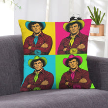 Load image into Gallery viewer, Baha Ranch The Last Roundup Steer Wrestler Collage Velvety Soft Throw Pillow Cover Made in America