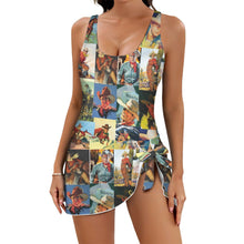 Load image into Gallery viewer, Vintage Cowboy Skirted Swimsuit