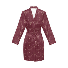 Load image into Gallery viewer, Burgandy Longhorn Women's Belted Satin Feel Dressing Lounge Robe