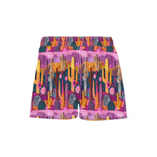 Load image into Gallery viewer, Women's Pink Cactus Beach Board Shorts