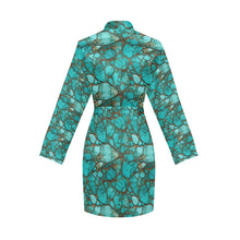 Load image into Gallery viewer, All Turquoise Women's Long Sleeve Belted Satin Feel Dressing Lounge Robe