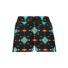 Load image into Gallery viewer, Women's Black Aztec Beach Board Shorts