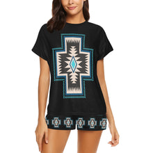 Load image into Gallery viewer, Southwestern Cross Women's Western Top and Short Pajama Set