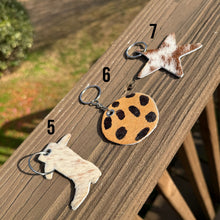 Load image into Gallery viewer, Genuine Hair-On-Hide Keychain – Single-Sided Cowhide Shapes