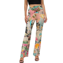 Load image into Gallery viewer, Baha Ranch Retro Pop Western Collage Flare Pants