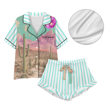 Load image into Gallery viewer, Baha Ranch Retro Pop Western Howdy Desert Cowgirl Satin Pajamas