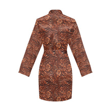 Load image into Gallery viewer, Tooled Leather Print Women's Long Sleeve Belted Satin Feel Dressing Lounge Robe