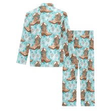 Load image into Gallery viewer, Turquoise Christmas Boots Men's Western Pajamas
