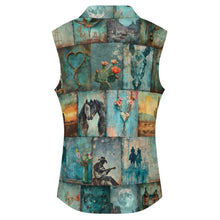 Load image into Gallery viewer, Baha Ranch Turquoise Dreams Sleeveless Polo Tank Top