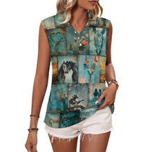 Load image into Gallery viewer, Baha Ranch Turquoise Dreams Sleeveless Polo Tank Top