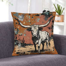 Load image into Gallery viewer, Baha Ranch Lonesome Longhorn Velvety Soft Pillow Case Made in America