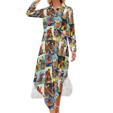 Load image into Gallery viewer, Cowboy Collage Western Shirt Dress Duster