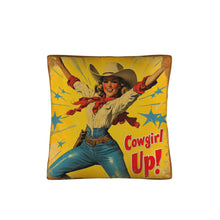 Load image into Gallery viewer, Vintage Cowgirl Up Throw Pillow Case 18 x 18 Made in America