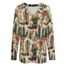 Load image into Gallery viewer, Baha Ranch Cactus and Boots Long Sleeve Top