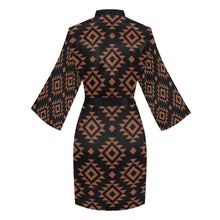Load image into Gallery viewer, Brown Black Aztec Women's Lounge Kimono Robe
