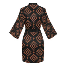 Load image into Gallery viewer, Brown Black Aztec Women's Lounge Kimono Robe