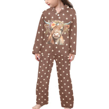 Load image into Gallery viewer, Cute Highland Stars Girl's Western Pajama Set