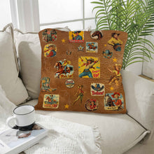 Load image into Gallery viewer, Vintage Cowgirl Collage Square Pillow Case 18x18 Made in America