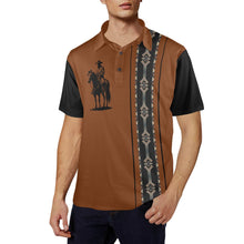Load image into Gallery viewer, Baha Ranch Brown Aztec Cowboy Western Polo Shirt