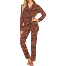 Load image into Gallery viewer, Leather Floral Print Women's Long Pajama Set