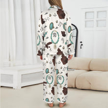 Load image into Gallery viewer, Brands & Turquoise Cowgirl Christmas Western Cowprint Satin Pajamas