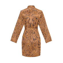 Load image into Gallery viewer, Tooled Leather Print Bronc Women's Long Sleeve Belted Satin Feel Dressing Lounge Robe