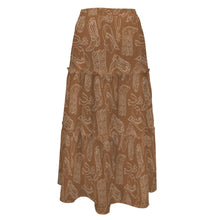 Load image into Gallery viewer, Western Boot Print Tiered Prairie Maxi Skirt