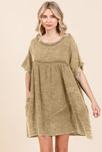Load image into Gallery viewer, Culture Code Full Size Short Sleeve Babydoll Texture Dress with Pockets