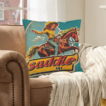 Load image into Gallery viewer, Baha Ranch Saddle Up Velvety Soft Pillow Case Made in America