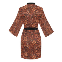Load image into Gallery viewer, Tooled Leather Print Women's Lounge Kimono Robe