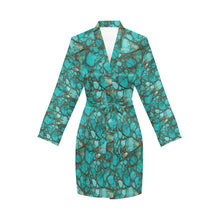Load image into Gallery viewer, All Turquoise Women's Long Sleeve Belted Satin Feel Dressing Lounge Robe