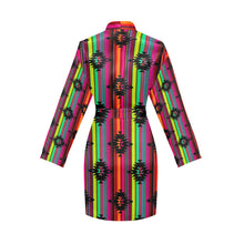 Load image into Gallery viewer, Neon Aztec Women's Long Sleeve Belted Satin Feel Dressing Lounge Robe