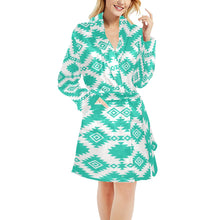 Load image into Gallery viewer, Turquoise Aztec Women's Western Bath Robe