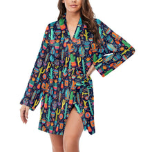 Load image into Gallery viewer, Crazy Cactus Lady Women's Long Sleeve Belted Satin Feel Dressing Lounge Robe