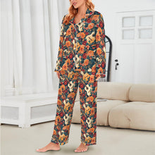 Load image into Gallery viewer, Colores De Mexico Roses & Guitars Satin Pajamas