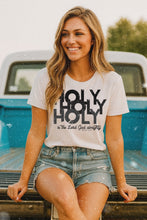 Load image into Gallery viewer, Holy Holy Holy Christian Bible Verse (Revelation 4:8) Kids–Adult Gildan White Shirt – Graphic Tee, Long Sleeve & Crewneck.