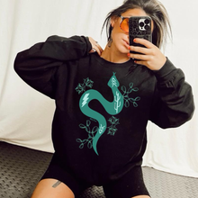 Load image into Gallery viewer, Turquoise Western Snake Graphic Shirt on Gildan Softstyle Black Shirt – Graphic Tee, Long Sleeve & Crewneck.