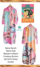 Load image into Gallery viewer, Baha Ranch Retro Pop Western Desert Cowboy Button Up Shirt Dress Duster