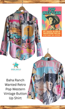 Load image into Gallery viewer, Baha Ranch Wanted Retro Pop Western Vintage Button Up Shirt