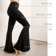 Load image into Gallery viewer, Solid Black Crop Bell Bottom ♡