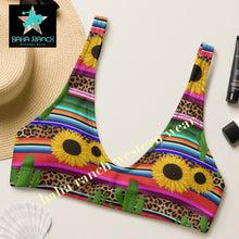 Load image into Gallery viewer, Yeehaw Sunflower Serape Cactus Bikini Top