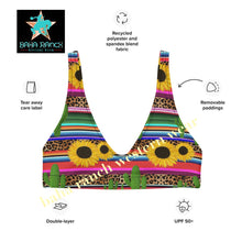 Load image into Gallery viewer, Yeehaw Sunflower Serape Cactus Bikini Top