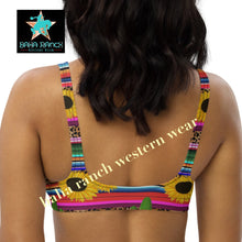 Load image into Gallery viewer, Yeehaw Sunflower Serape Cactus Bikini Top