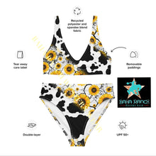 Load image into Gallery viewer, Yeehaw Cow Print Sunflower Bikini