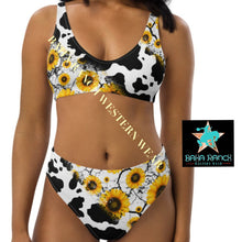Load image into Gallery viewer, Yeehaw Cow Print Sunflower Bikini
