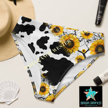 Load image into Gallery viewer, Yeehaw Cow Print Sunflower Bikini Bottom