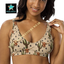 Load image into Gallery viewer, Ready To Ship Yeehaw Longhorn Cactus Bikini Top SIZE XL