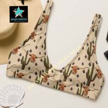 Load image into Gallery viewer, Ready To Ship Yeehaw Longhorn Cactus Bikini Top SIZE XL
