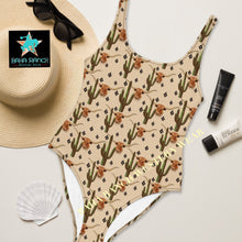 Load image into Gallery viewer, Yeehaw Longhorn Ranch Cactus One-Piece Swimsuit