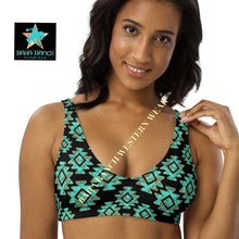 Load image into Gallery viewer, Yeehaw Turquoise Aztec Bikini Top
